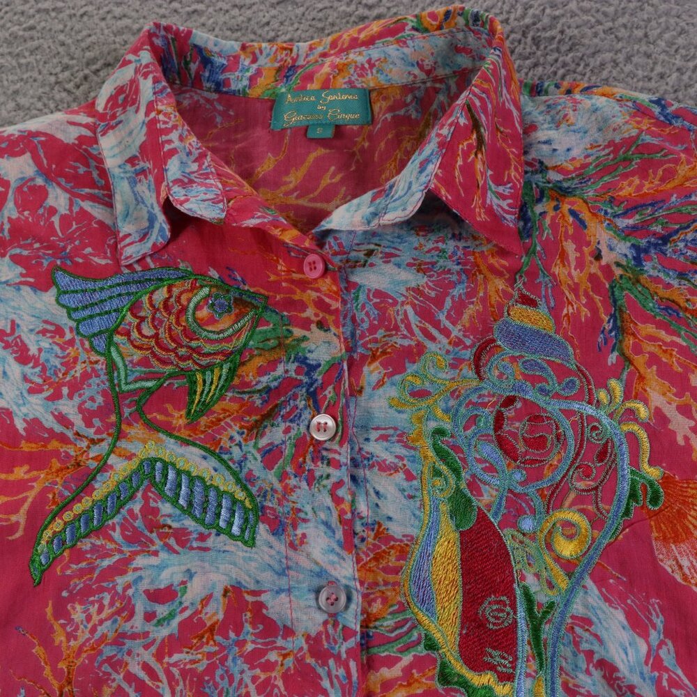 Amtica Santoria Top Womens S Pink Colorful Embroidery Boho by Giacomo Cinque - Picture 5 of 12